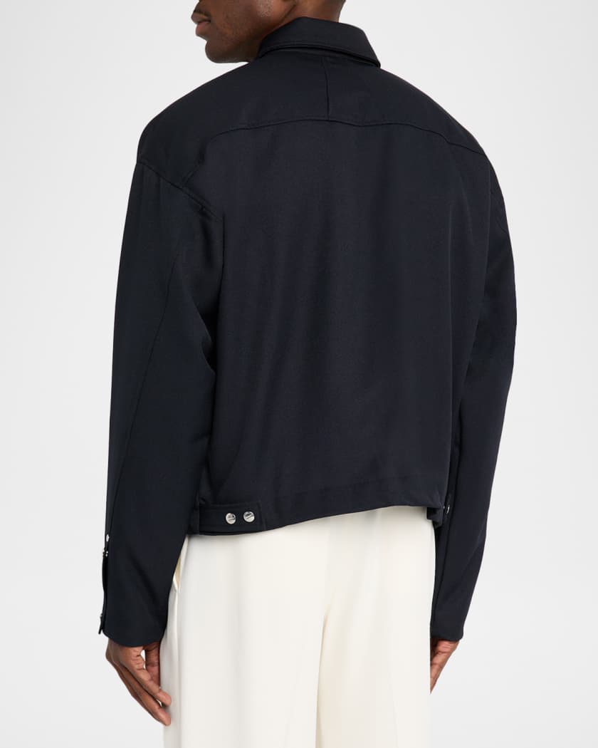 Men's Logo Twill Wool Full-Zip Shirt Jacket