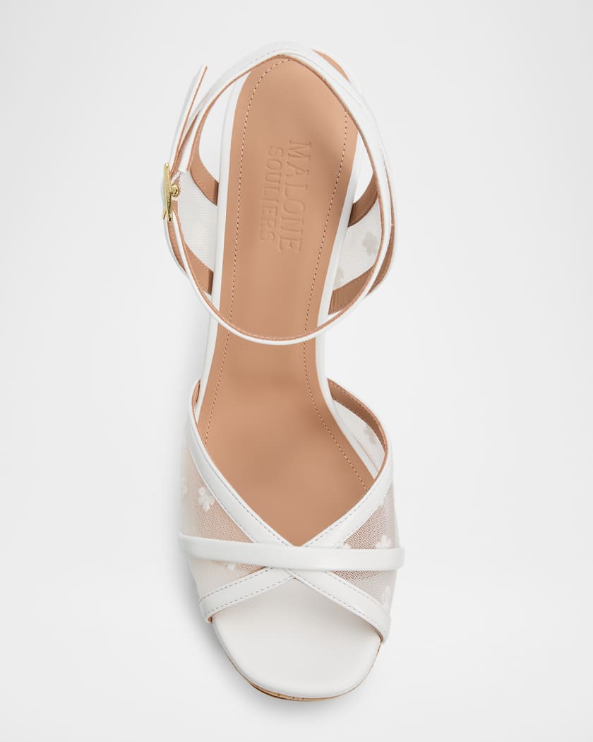 Malone Souliers 125mm Sylvie Floral Embroidered Mesh Platform