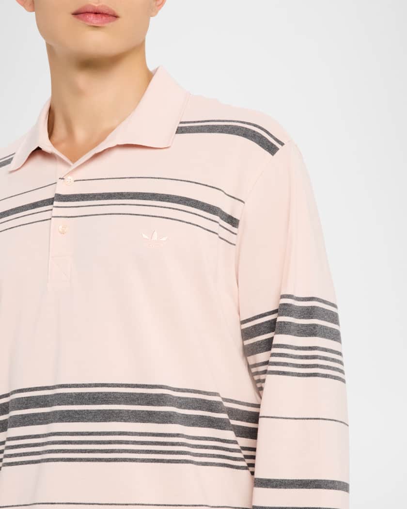 Adidas x Wales Bonner Men's Multi-Stripe Polo Shirt | Neiman Marcus