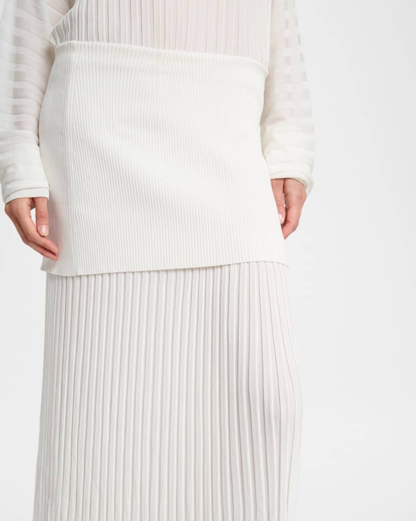 Proenza Schouler Luiza Rib-Knit Midi Skirt | Neiman Marcus
