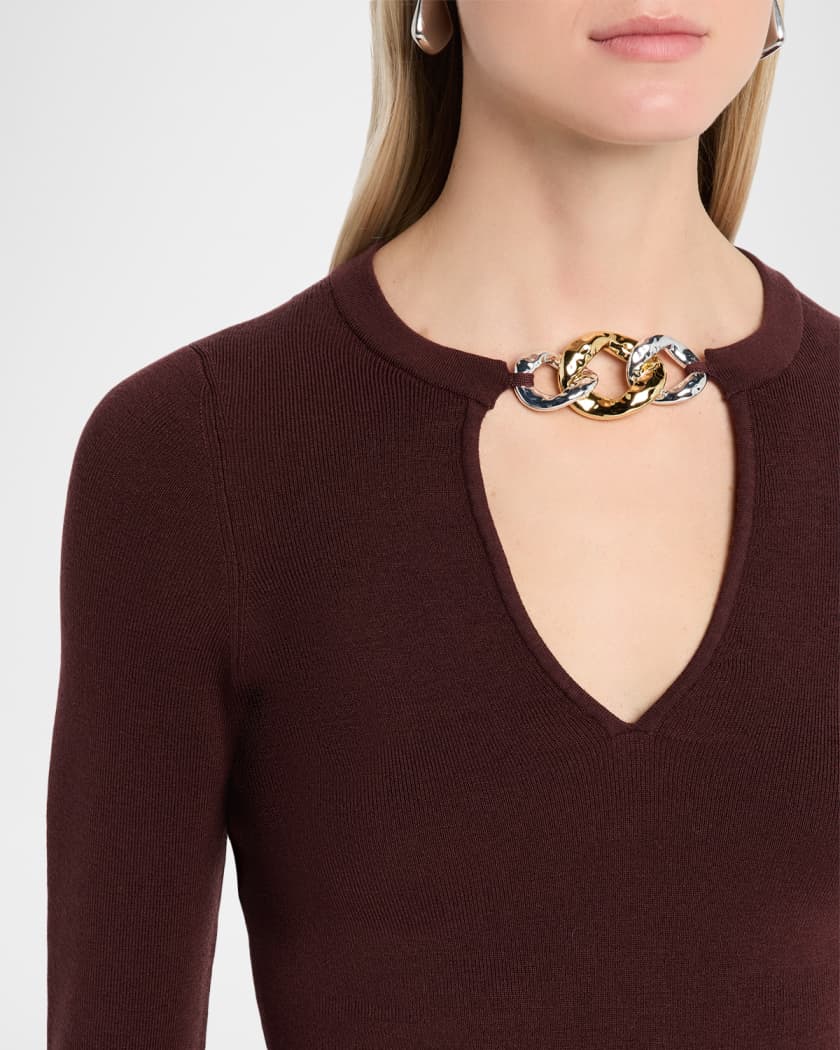 Evren Wool Chain Cut-Out Top