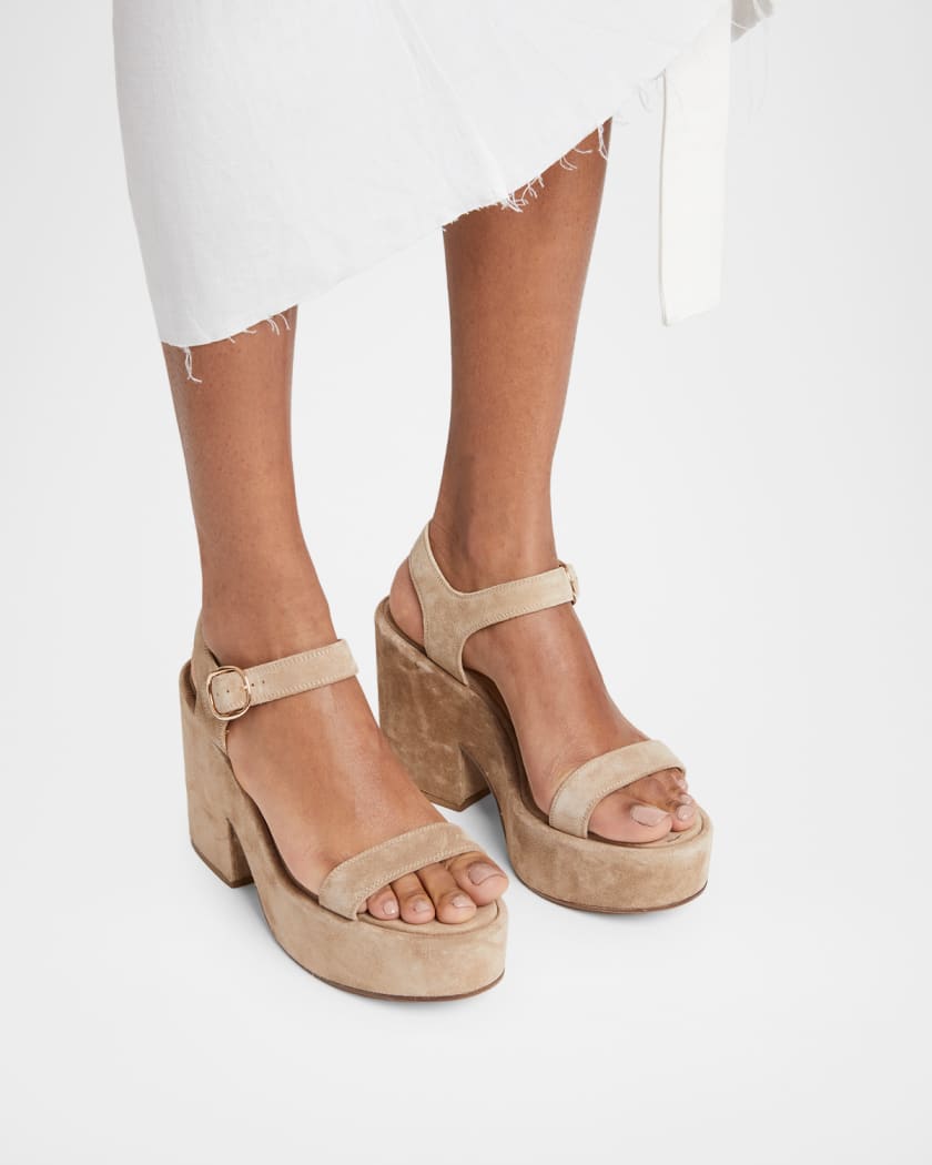 Gabriela Hearst 110mm Iman Suede Platform Sandals | Neiman Marcus