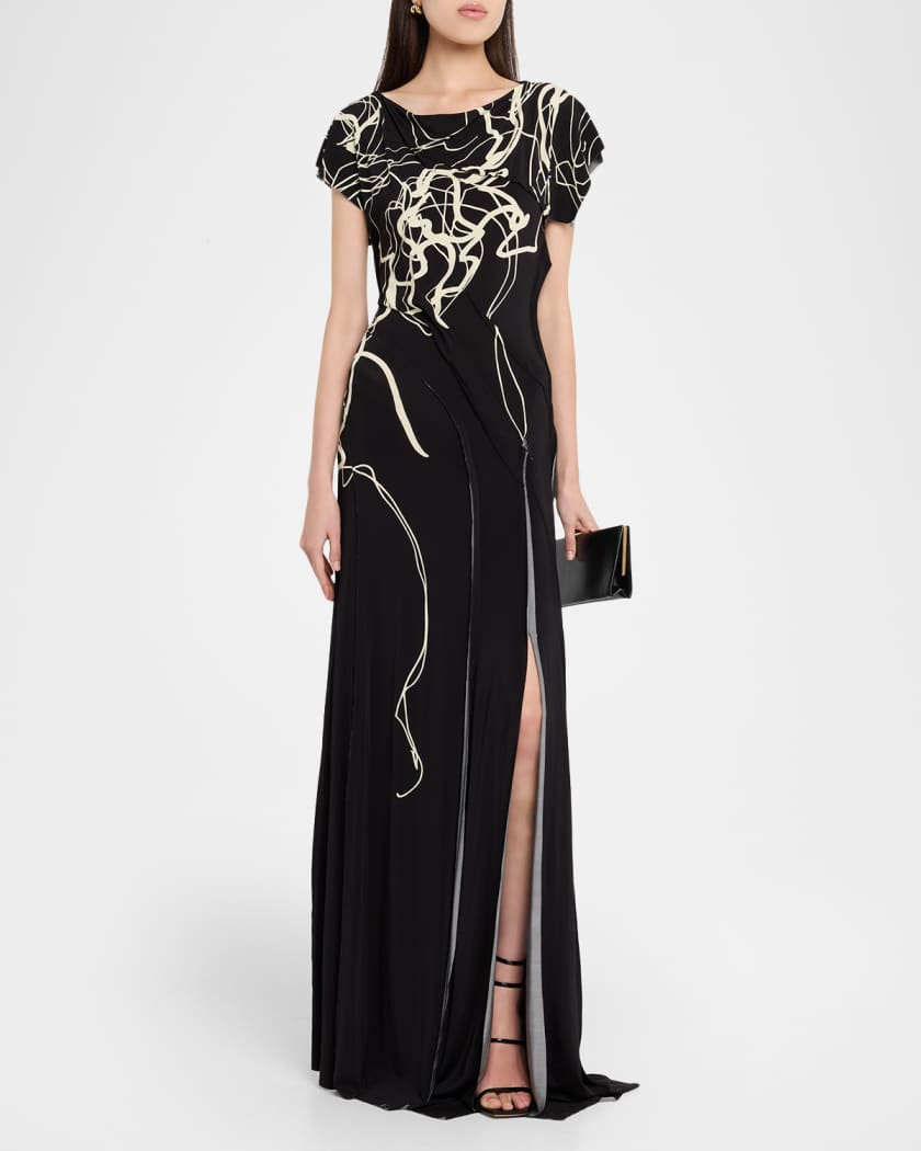 Jason Wu Collection Bicolor Scribble-Print Gown | Neiman Marcus
