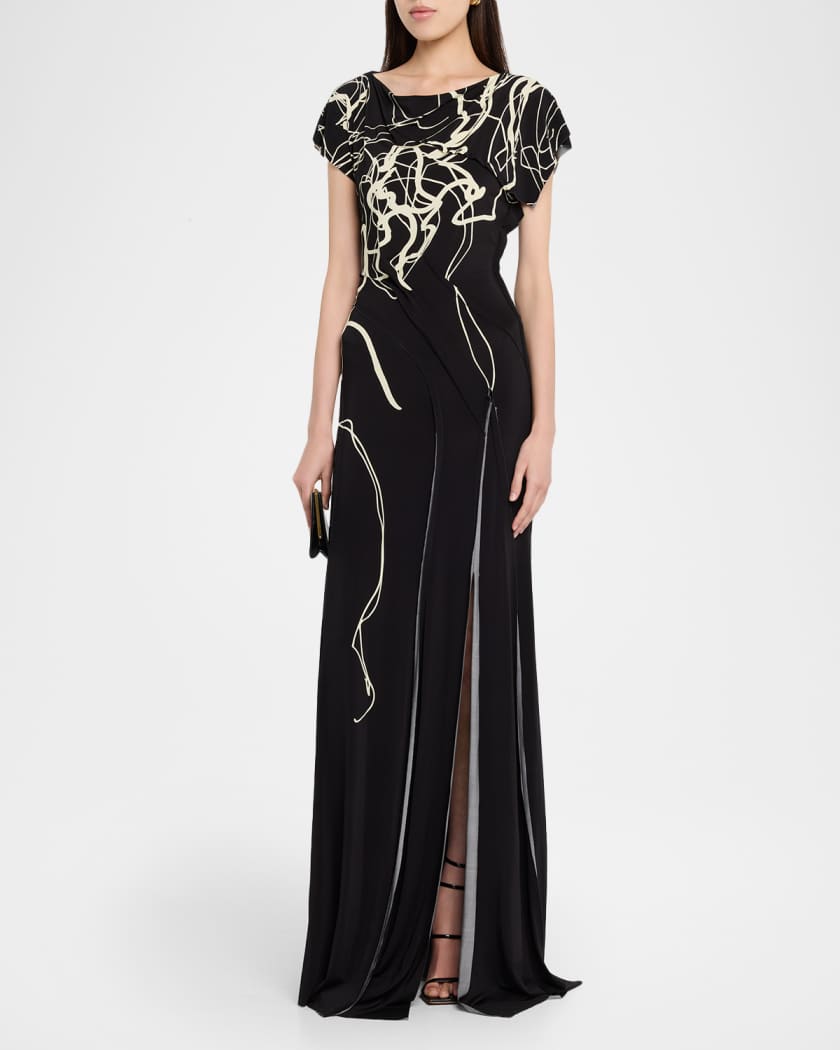 Jason Wu Collection Bicolor Scribble-Print Gown | Neiman Marcus