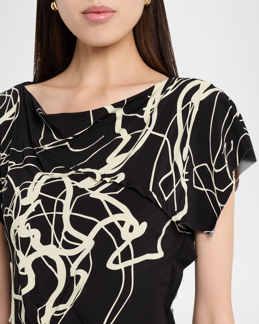 Jason Wu Collection Bicolor Scribble-Print Gown | Neiman Marcus