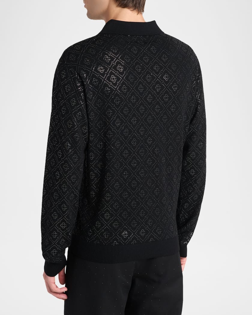 カサブランカ ページ CASABLANCA Men's Hot Fix Monogram Long-Sleeve Shirt | Neiman Marcus