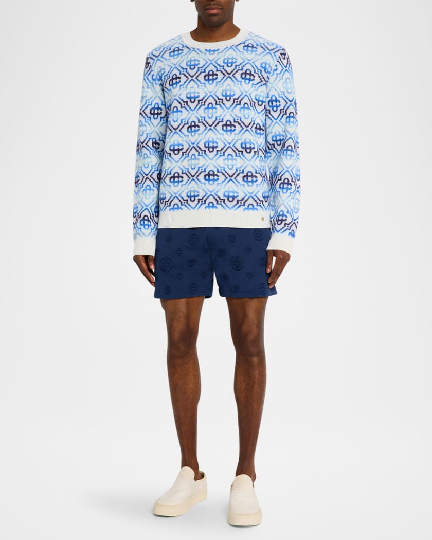 CASABLANCA Men's Space Dye Monogram Knit Crewneck Sweater | Neiman