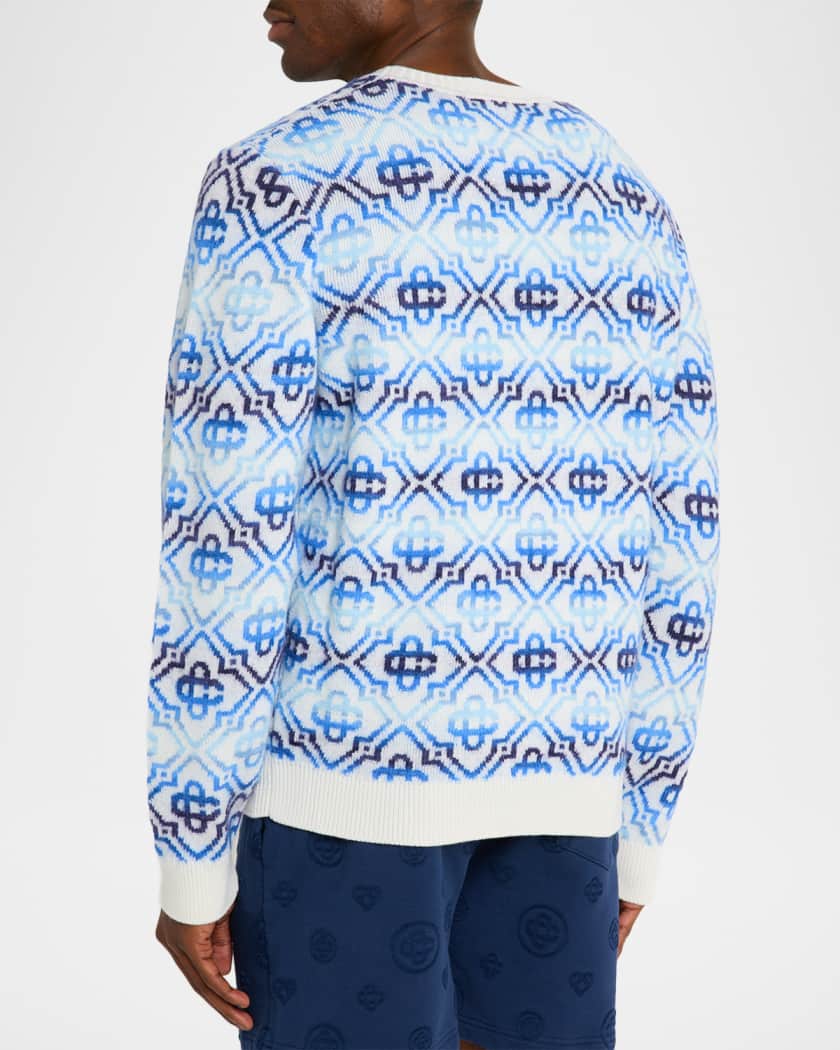 CASABLANCA Men's Space Dye Monogram Knit Crewneck Sweater | Neiman