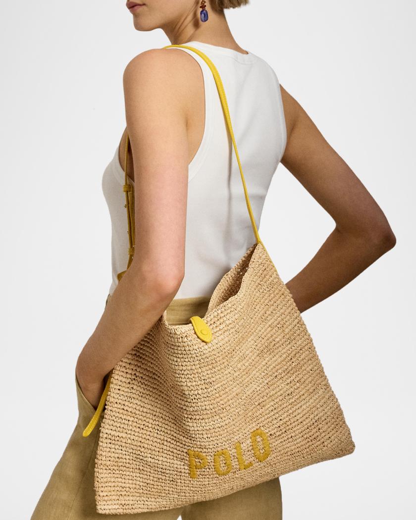Polo Ralph Lauren Polo Play Raffia Messenger Bag | Neiman Marcus