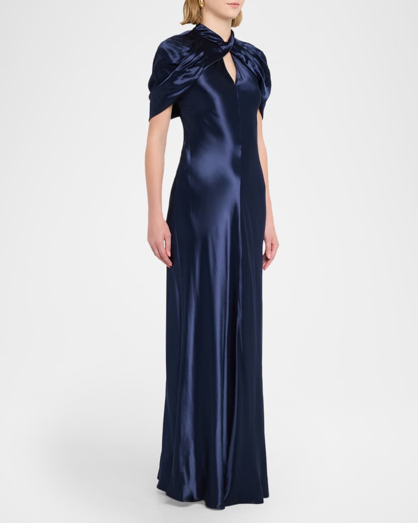 alberta ferretti blue dress Long slip dress with side slit main image 1