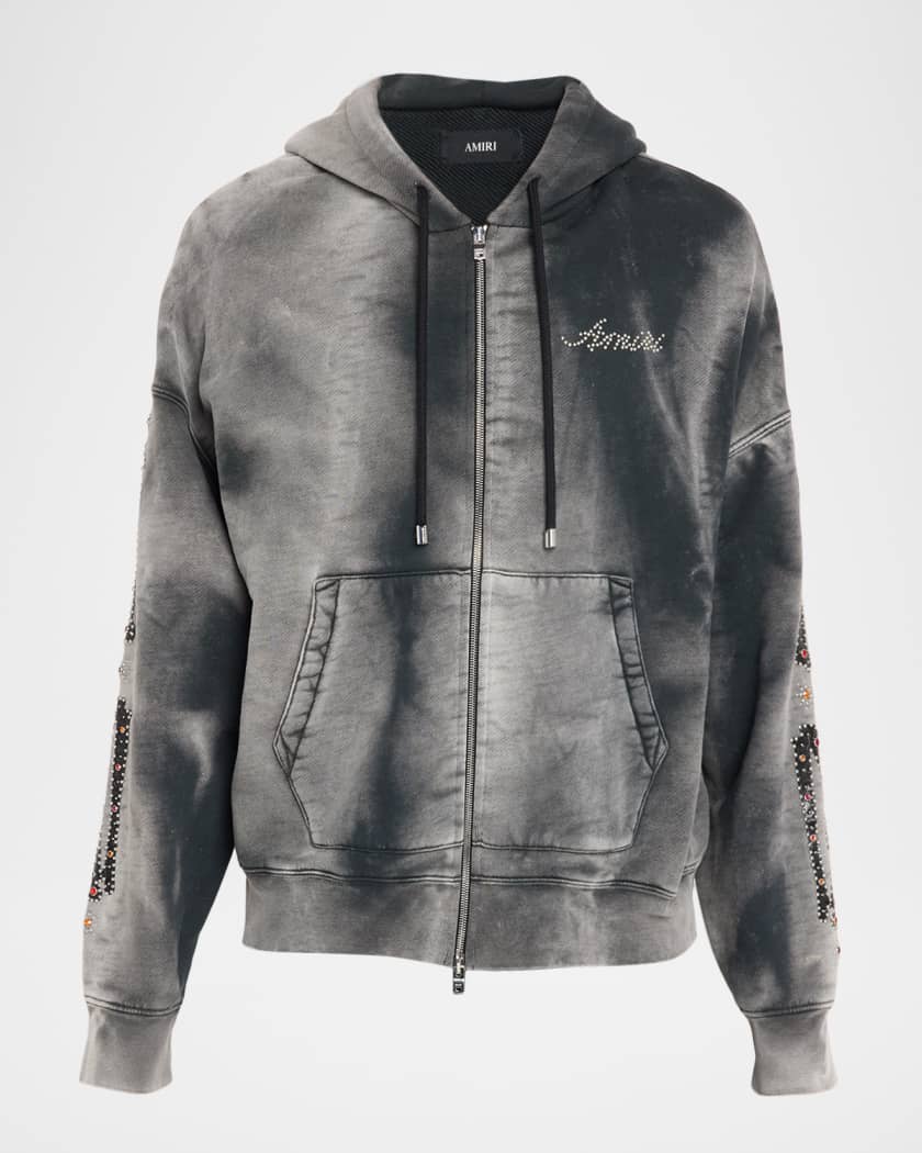 Amiri Men's Oversized Bone Applique Studded Hoodie | Neiman Marcus