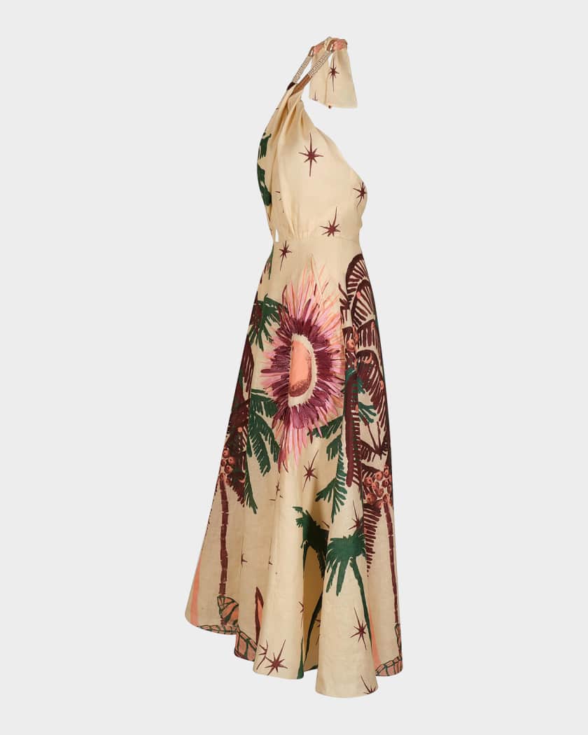 ankle length western dresses Women's Western Horse Print Satin Maxi Dress