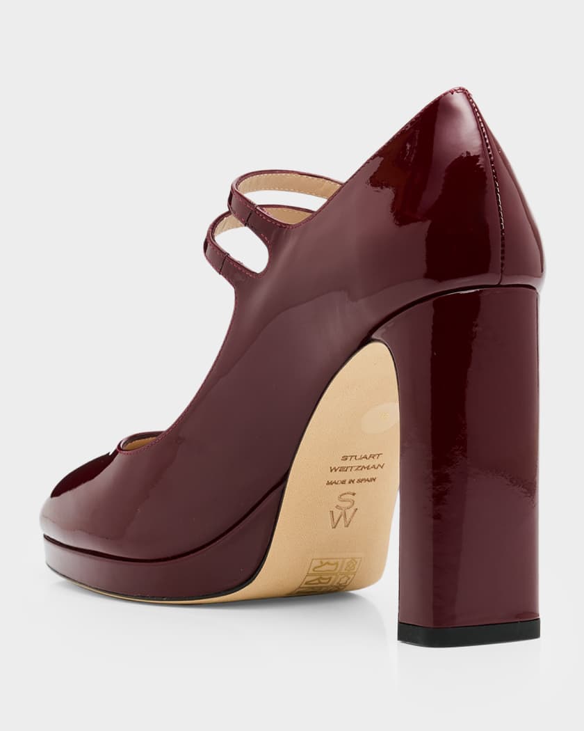 100mm Babette Patent Leather Platform Mary Jane Pumps