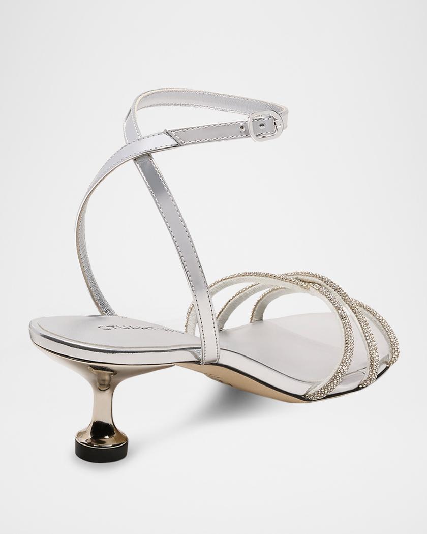 Sandales Stuart Weitzman Bridget En Nappa Argenté - Taille US 9.5 - Neuves Avec Boîte