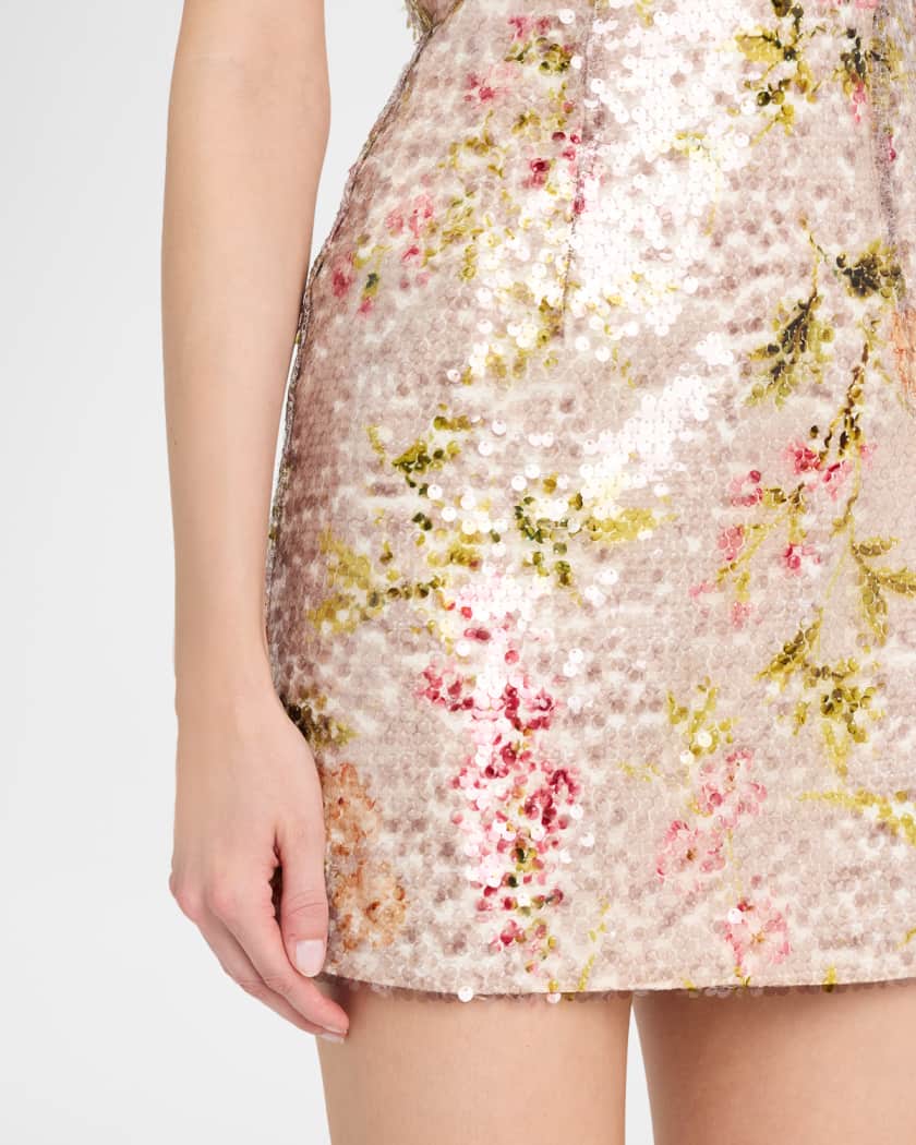 astrid floral beaded strapless mini dress Astrid Sequin Mini Dress