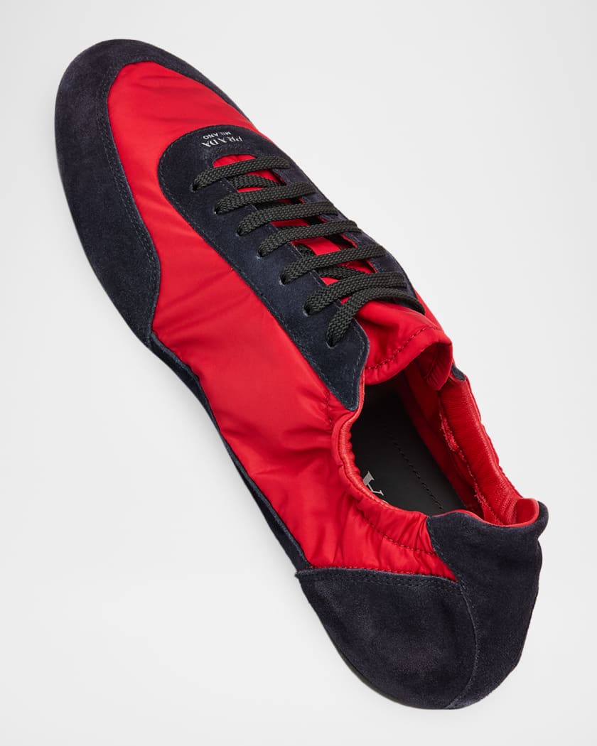 Prada Men's Collapse Re-Nylon and Suede Slip-On Sneakers | Neiman