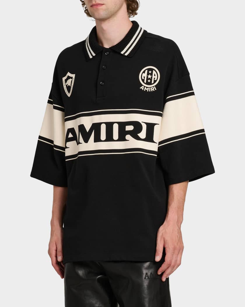 amiri ポロシャツ Amiri Amiri Sport Cotton Oversized Polo Shirt | Neiman Marcus