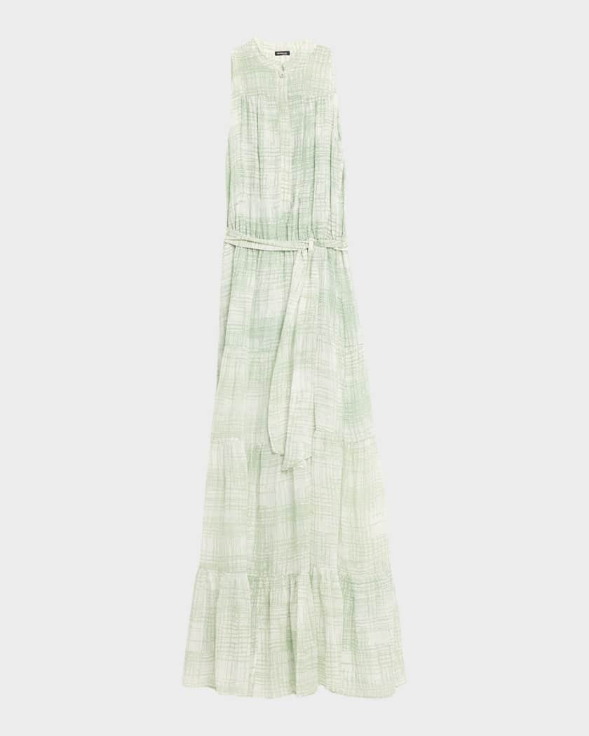 chinese dress ladies Calla Silk Maxi Dress in Tartan Nocciola Xs