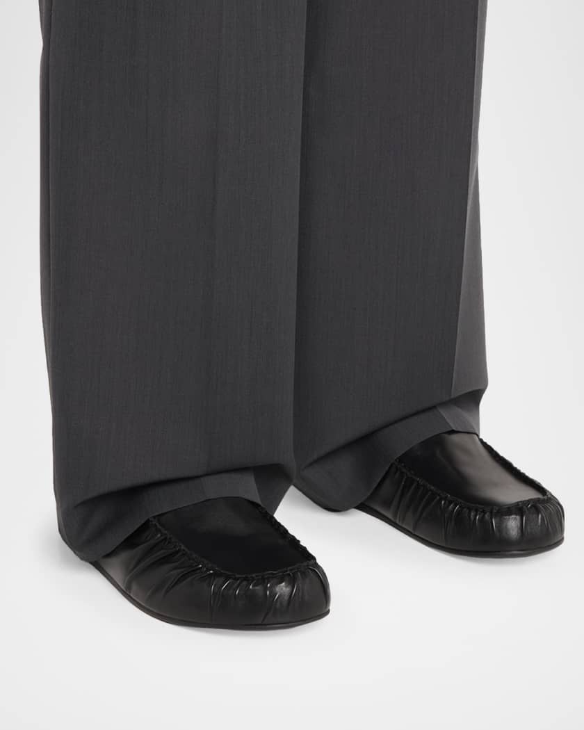 Prada Men's Leather Moc-Toe Mules | Neiman Marcus