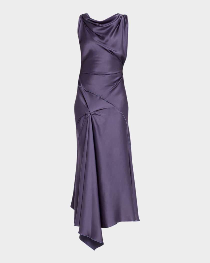 pink dress asymmetrical Ayeshya Slinky Asymmetric Maxi Dress main image 1