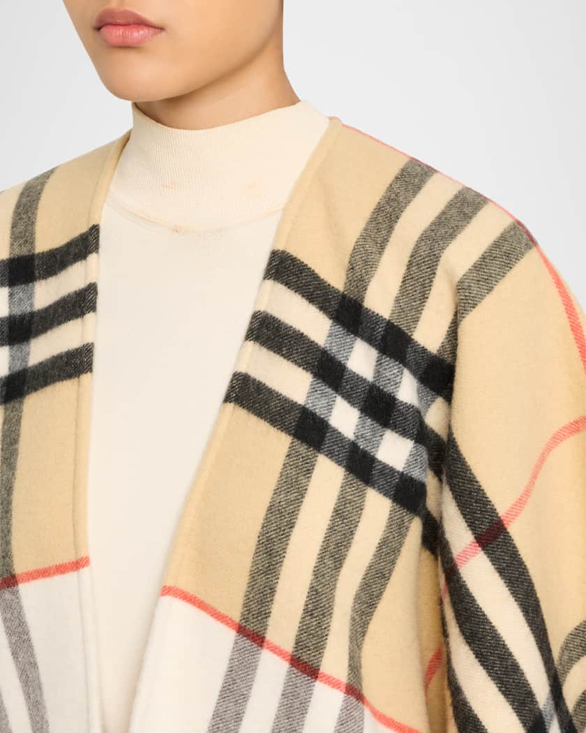 BURBERRY トップス　18M 86cm ボトムス　12M 80cm Burberry Contrast Check Cashmere-Wool Cape | Neiman Marcus