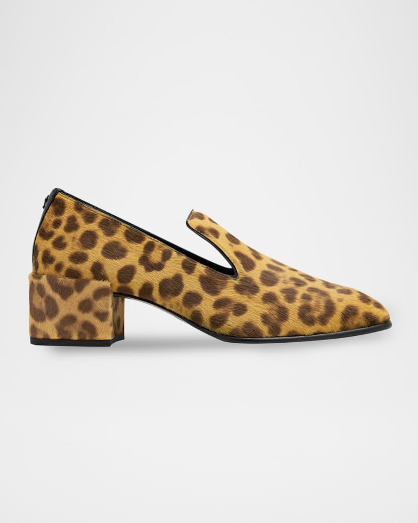 JIMMY CHOO ヒョウ柄ローファー 37 24 Jimmy Choo 45mm Elliot Leopard Calf Hair Loafers | Neiman Marcus