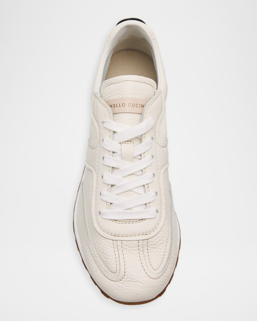 Brunello Cucinelli Leather Lace-Up Sneakers | Neiman Marcus