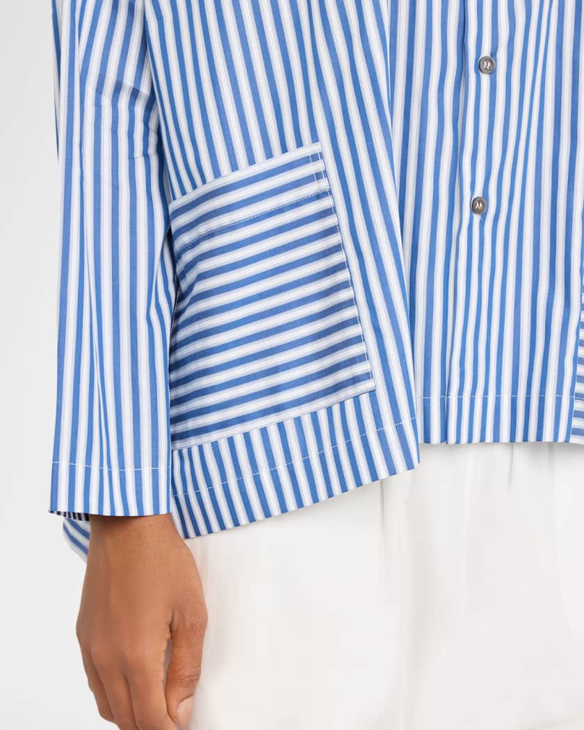 Eskandar Wide Longer Back Double Stand Collar Shirt - Mid Plus