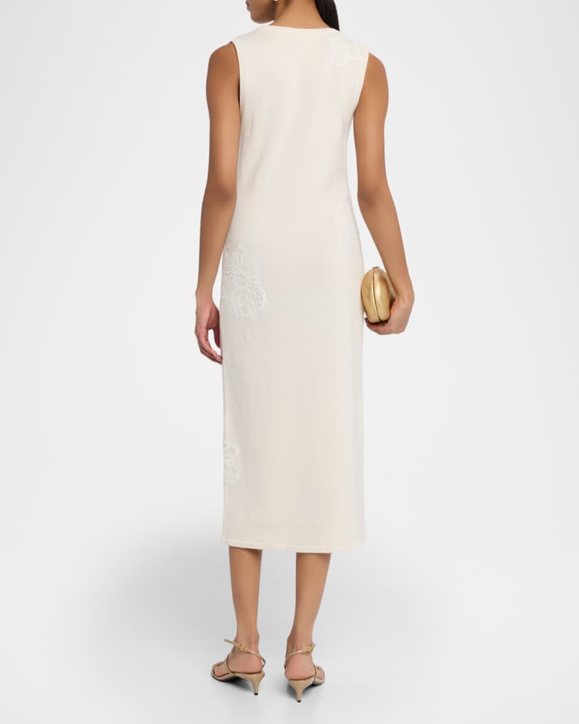 Luciana Sleeveless Lace Applique Midi Dress