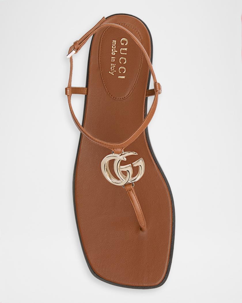 Gucci GG Marmont Leather Thong Sandals | Neiman Marcus