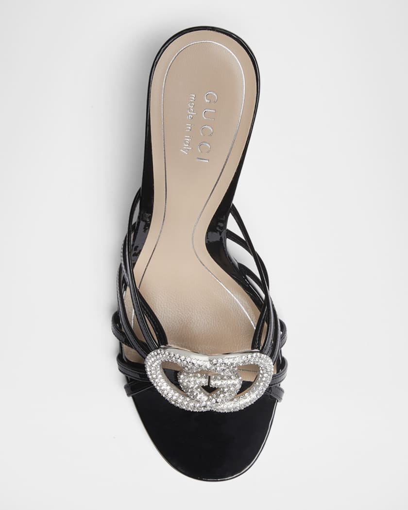 Gucci 85mm Alicia Interlocking G Patent Leather Sandals | Neiman