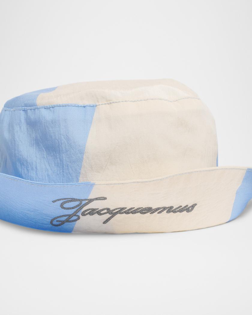 Jacquemus Blue, Green & Cream Wave-Print Bucket Hat Jacquemus | Accessories | Jacquemus Cream Bucket Hat With  main image 2