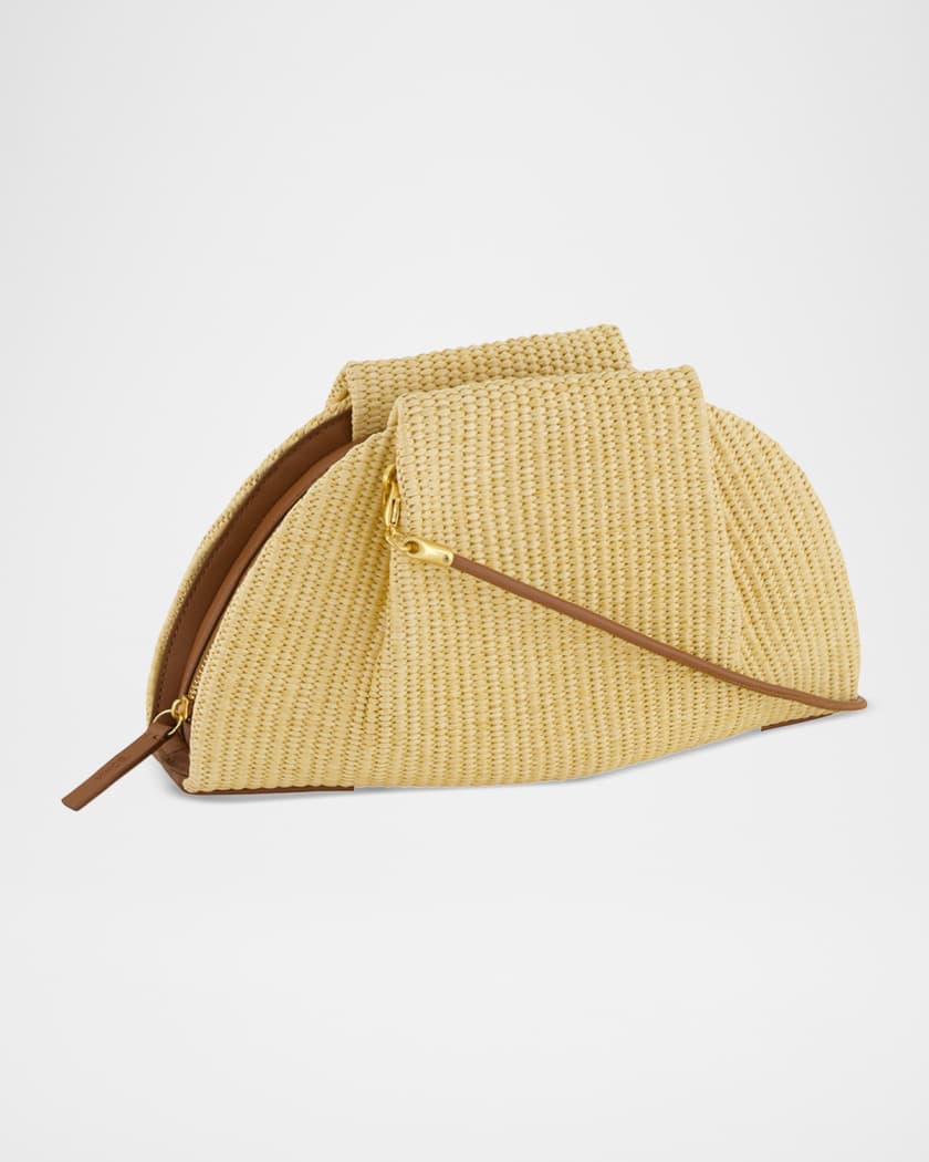 Vince Ava Pleated Faux Raffia Clutch Bag | Neiman Marcus