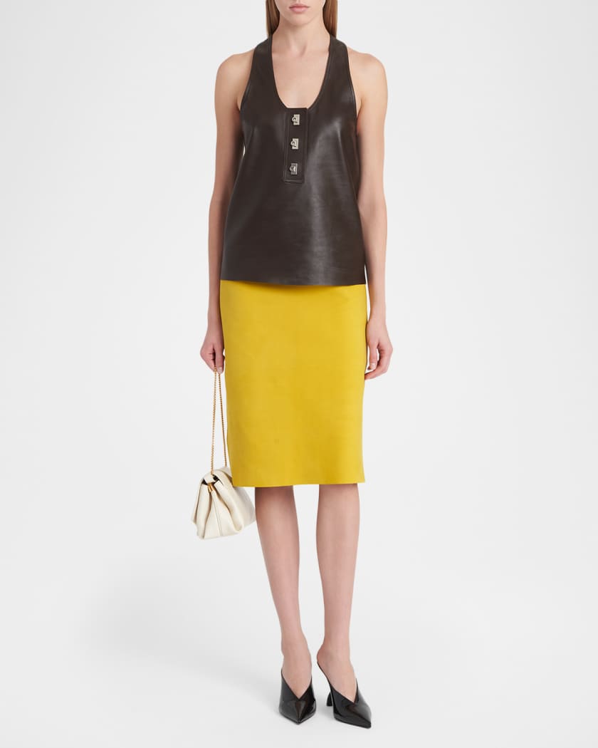 トップス salvatoreFerragamo Ferragamo Toggle Nappa Leather Racerback Tank Top | Neiman Marcus