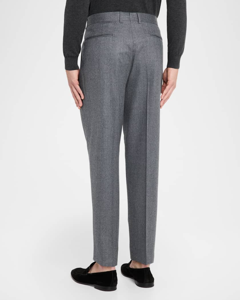 ZEGNA Men's Wool Flannel Pleated Tapered Fit Trousers | Neiman Marcus