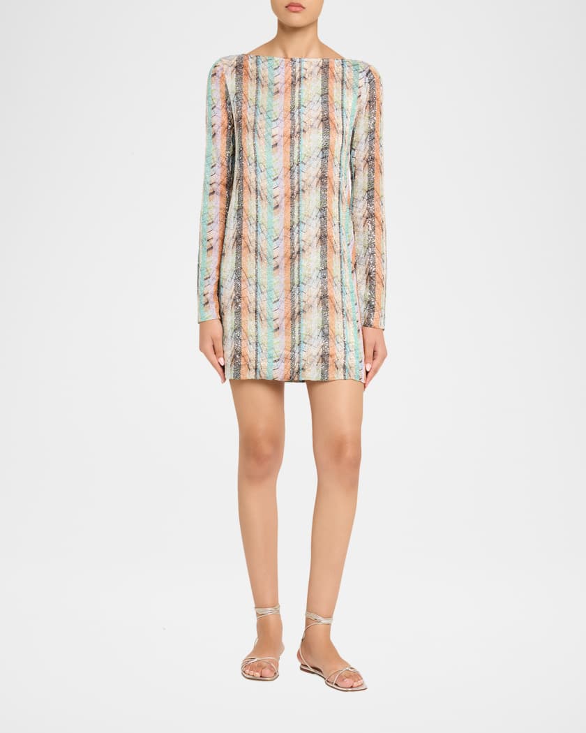 Missoni Multi-Technique Long-Sleeve Mini Dress | Neiman Marcus