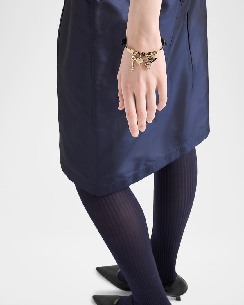 Prada Nappa Leather and Metal Charm Bracelet | Neiman Marcus