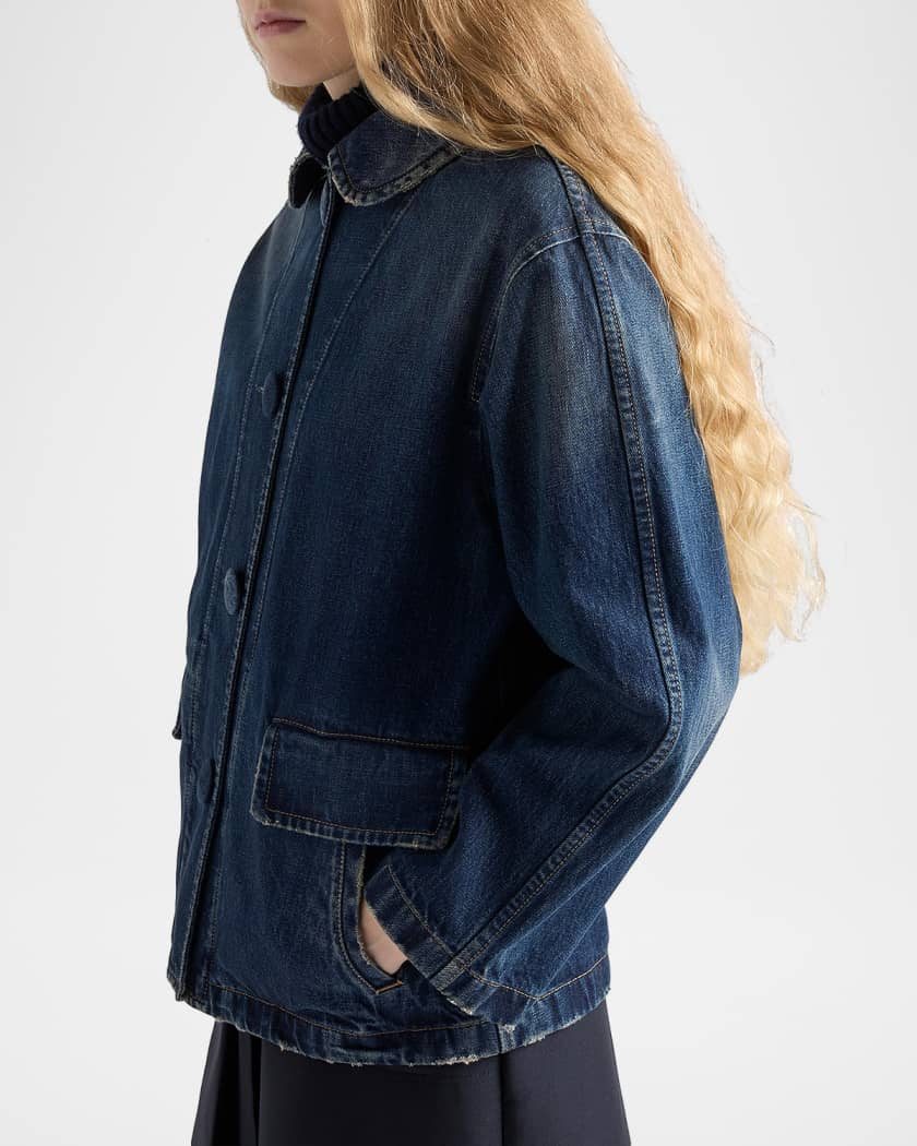Prada Washed Denim Blouson Jacket | Neiman Marcus