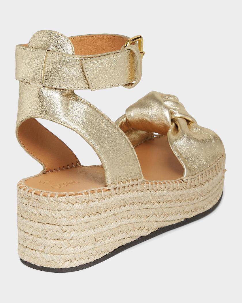 Odissi Bella Metallic Leather Espadrille Platform Sandals  display picture 1