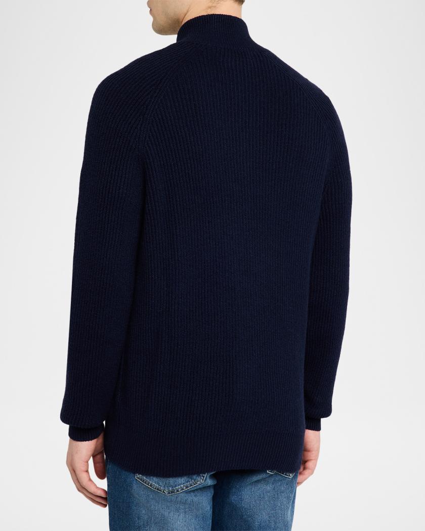 Men's Cotton Rib Full-Zip Cardigan | Neiman Marcus