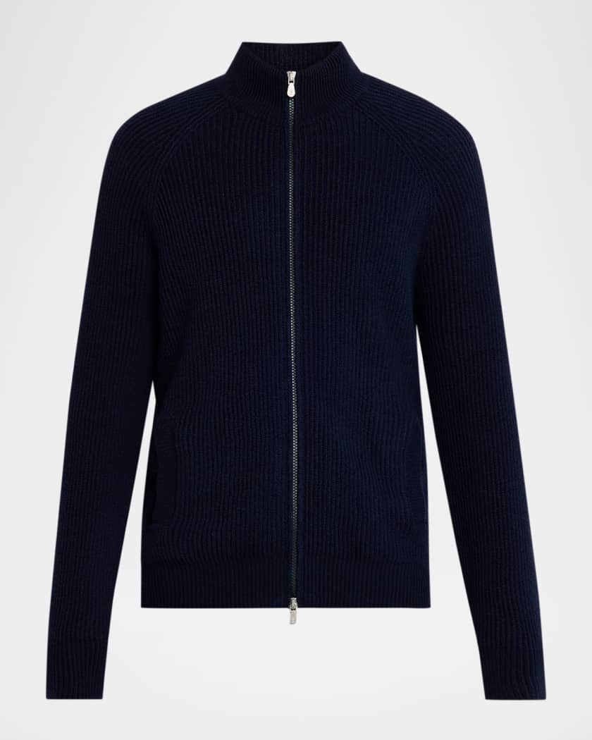 Men's Cotton Rib Full-Zip Cardigan | Neiman Marcus