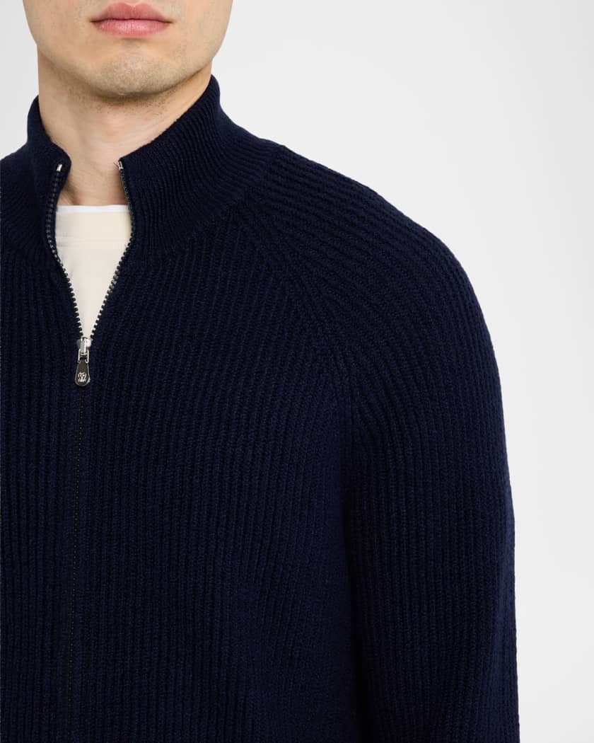 Men's Cotton Rib Full-Zip Cardigan | Neiman Marcus