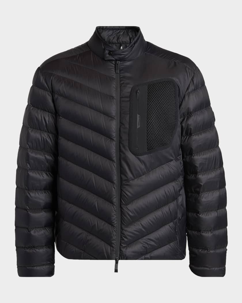 Moncler Men's Mackinac Diagonal-Quilted Down Biker Jacket | Neiman