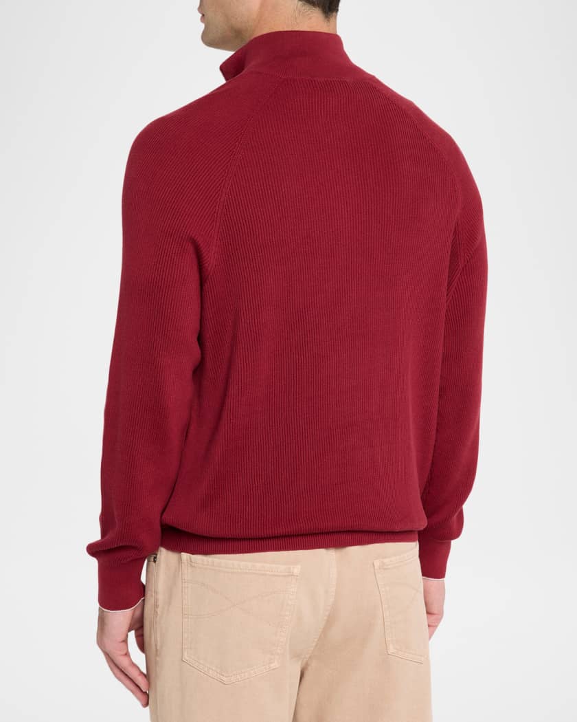 Men's Cotton English Rib Half-Zip Sweater | Neiman Marcus