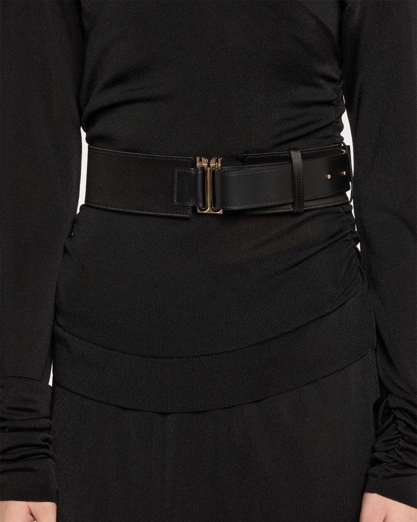 Victoria Beckham Dorian Wide Leather Tuxedo Belt | Neiman Marcus display picture 1