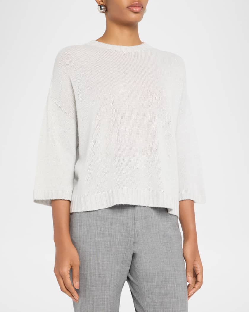 FABIANA FILIPPI 3/4-Sleeve Shimmer Knit Sweater | Neiman Marcus