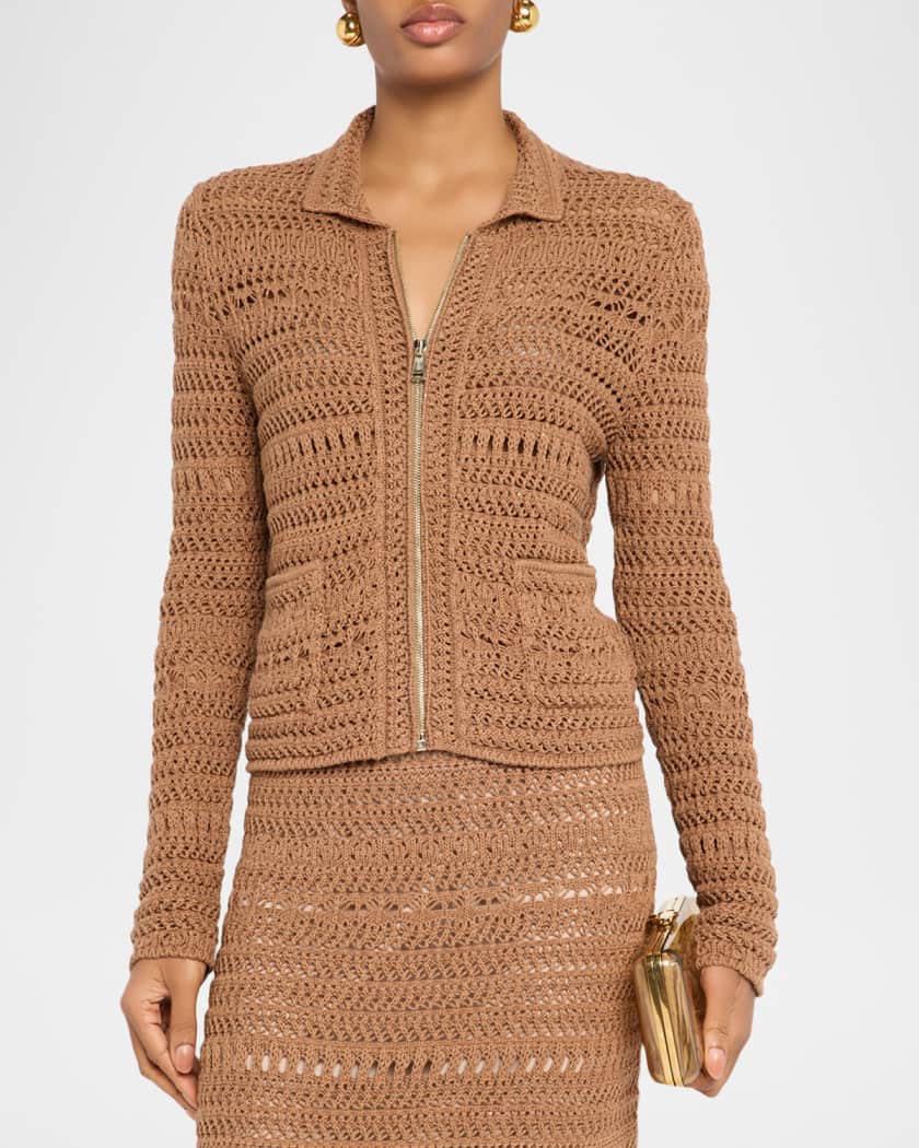 FABIANA FILIPPI Zip-Front Sequin Knit Jacket | Neiman Marcus