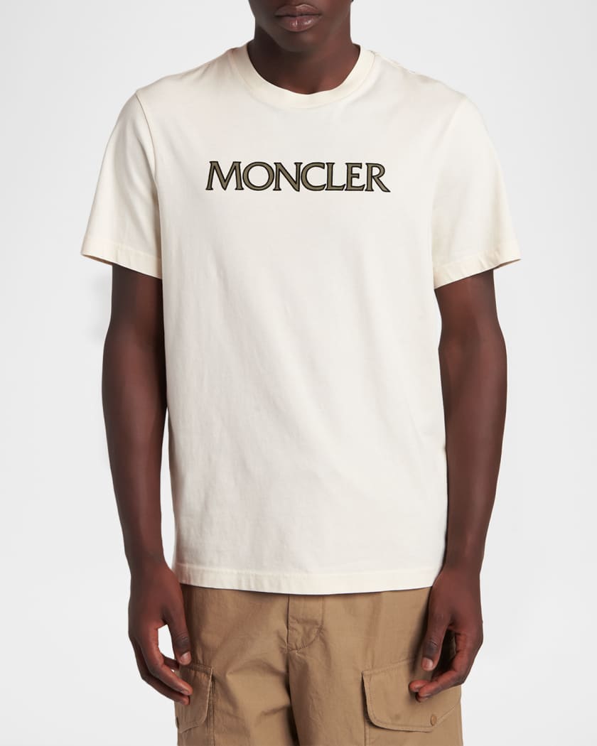 MONCLER Tシャツ Ｌ MONCLER Logo-Appliquéd Twill-Trimmed Cotton-Jersey T-Shirt for Men