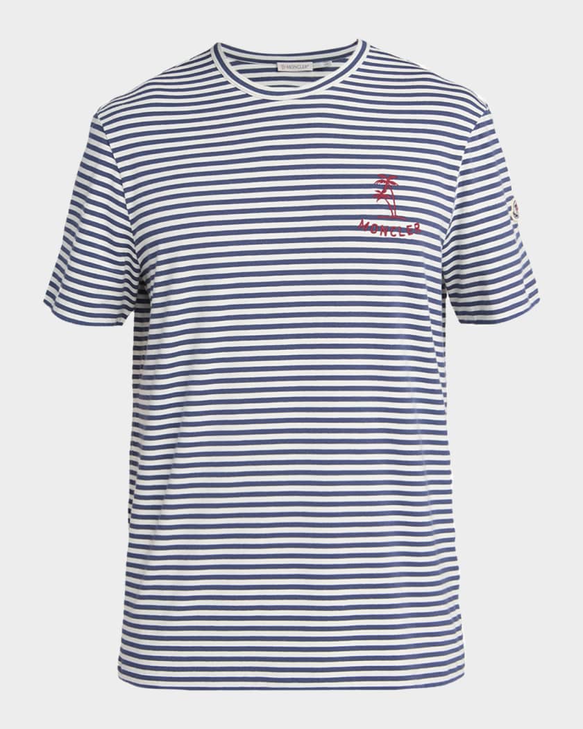 モンクレール　シャツ Moncler Men's Palm Logo Striped Short-Sleeve T-Shirt | Neiman Marcus