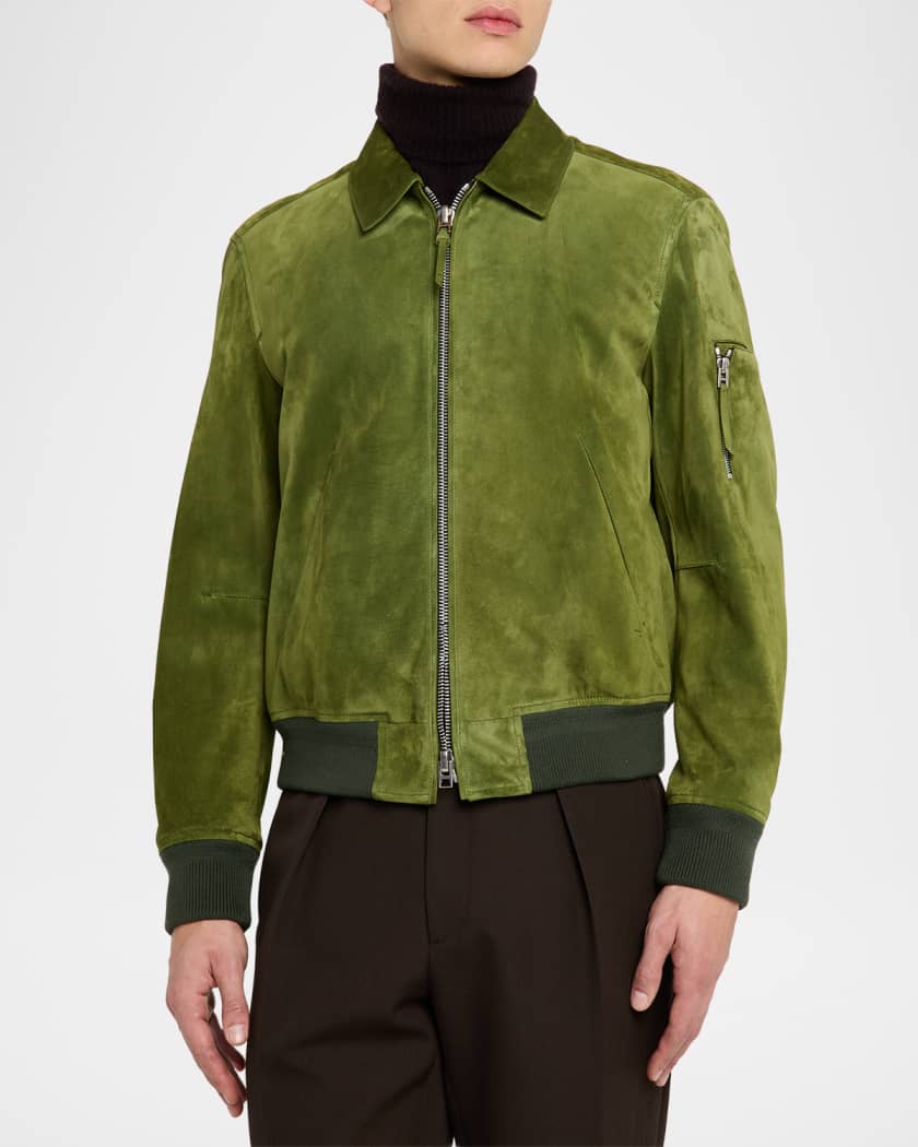 Men's Suede Cashmere-Knit Blouson Jacket